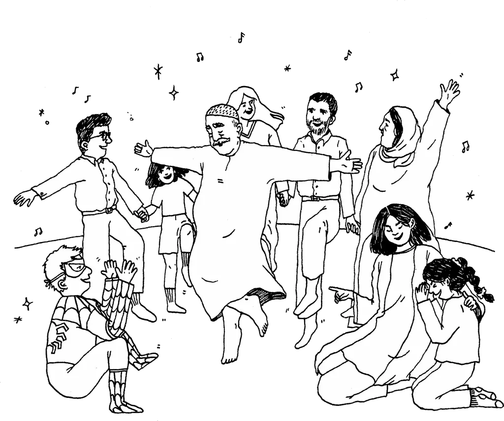 Illustration of children dancing