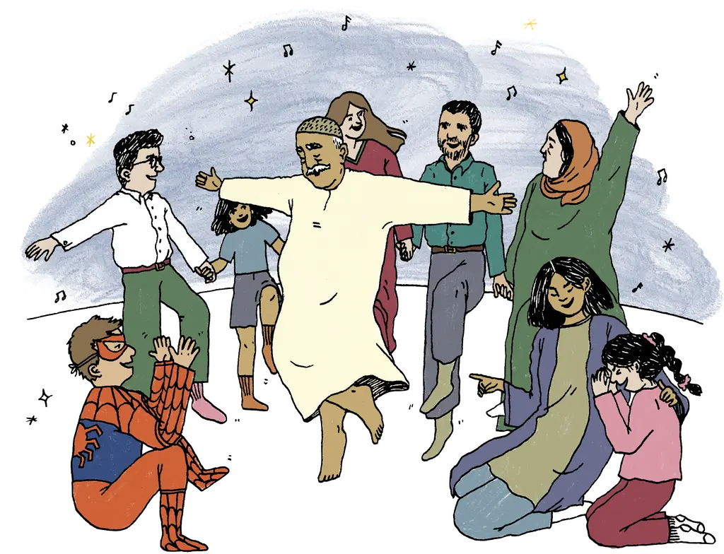 Illustration of children dancing