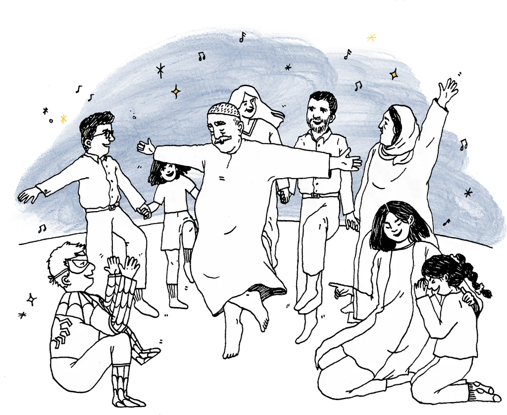 Illustration of children dancing
