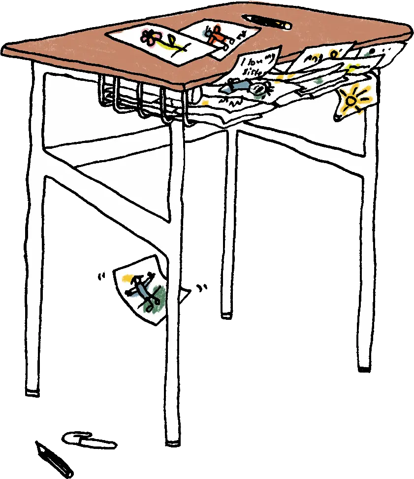 Illustration of a school desk
